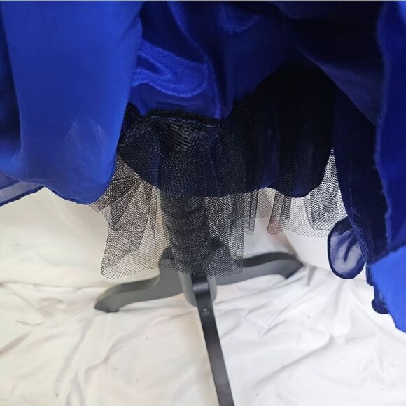 DEB Vintage Royal Blue One Shoulder Chiffon Party Dress Size 3/4 - Picture 5 of 10